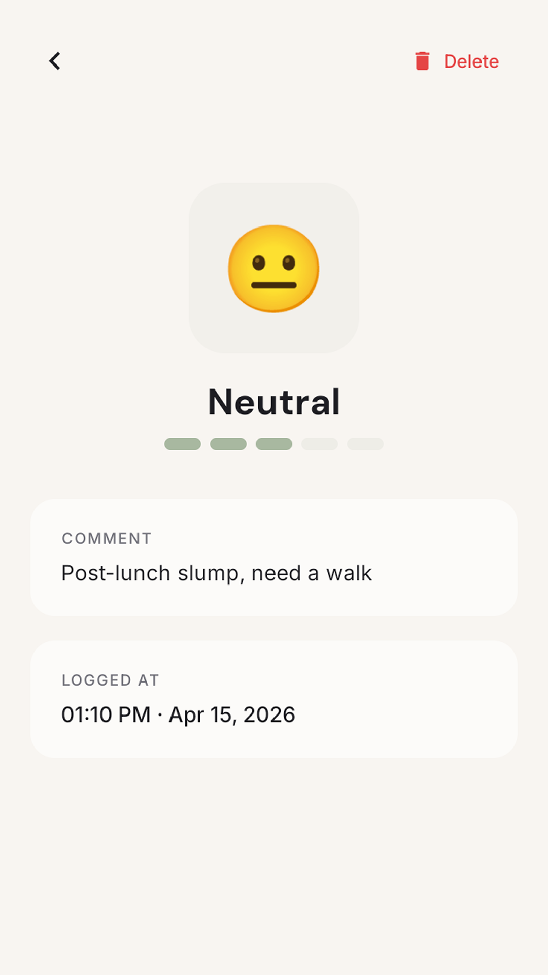 Daily Energy Level Notes — Screenshot 2